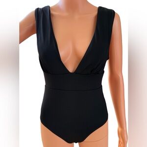 Andie Black Deep V One-Piece Swimsuit